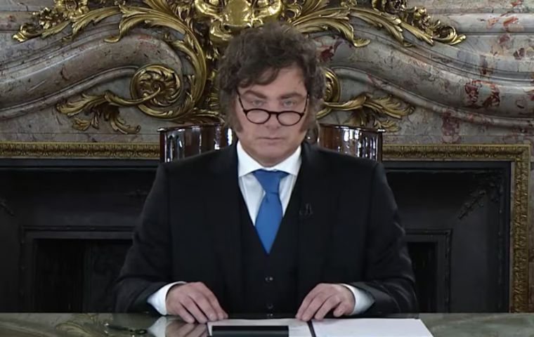 President Javier Milei addressed the nation on Thursday following Donald Trump's remarks about a possible review of US neutrality