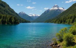 Los Alerces National Park and lakes is located in the Andes in the Chubut province, Patagonia, with its western boundary coinciding with Chile