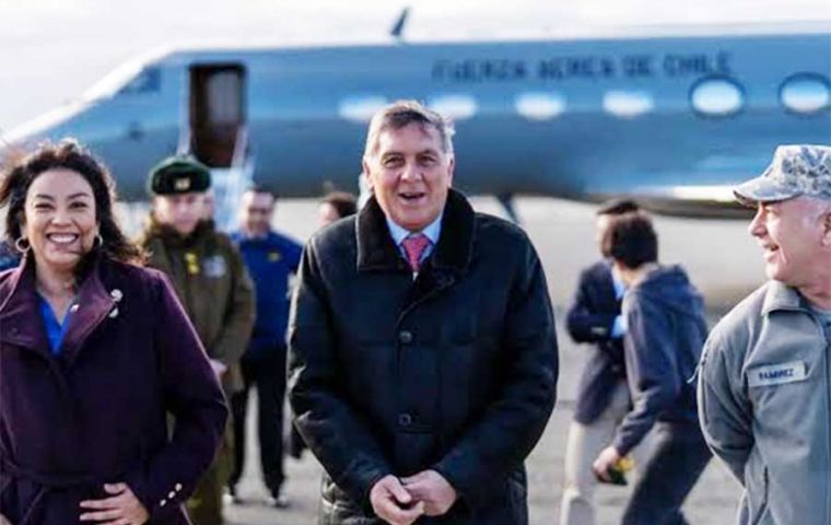 Chilean Vice-president Claudio Alvarado arrives at Punta Arenas for the Magellan Strait ceremony