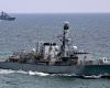 Protug 87 tows HMS Westminster away from HMNB Portsmouth for the last time (Picture: BFBS)