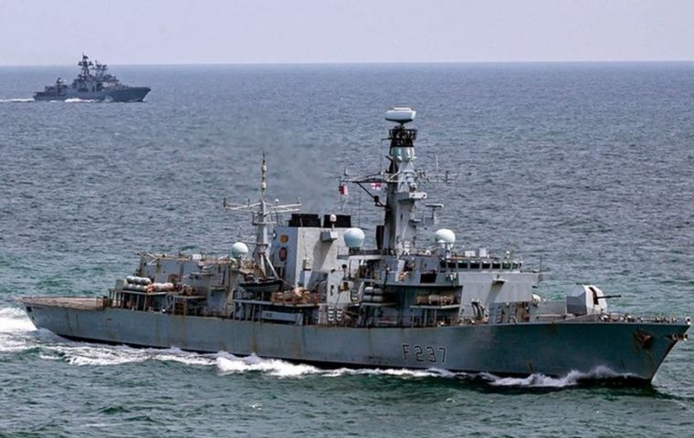 Protug 87 tows HMS Westminster away from HMNB Portsmouth for the last time (Picture: BFBS)
