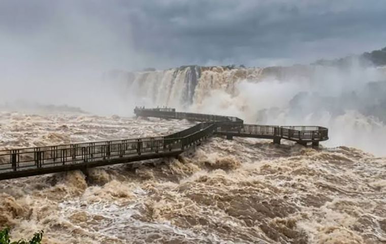 The river rose just over two metres between Sunday and Monday at Puerto Iguaz&uacute; and reached a level of 24.30 metres, and was still rising