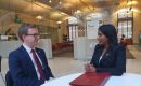 Minister Uma Kumaran and  MLA Jack Ford in discussion following her statement to Parliament