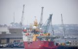 HMS Protector at Devonport Dockyard, Plymouth