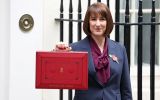 The previous Labor Chancellor, Rachel Reeves holding the famous red Budget box