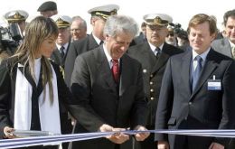 Pte. Vazquez during the ceremony at Botnia's new port