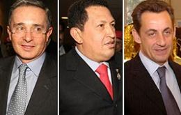 Ptes. Uribe, Chavez and Sarkozy