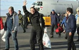 Passengers from the sea cruiser Explorer arrive in Punta Arenas