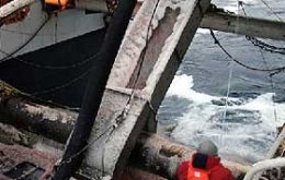 Krill fishing vessel operating in the Antartica.<br> (Photo: Aker BioMarine)