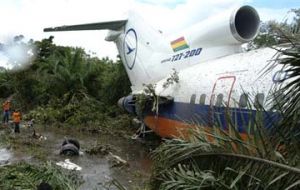 Lloyd Aereo Boliviano crashed in the forrest