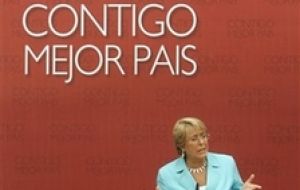 Chile's President Bachelet speaks during the second anniversary of her government