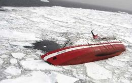 The stricken M/S Explorer sank off the Antarctic coast  last November