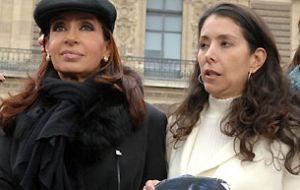 Pte. Cristina Fernandez with Mrs Bentacourt's sister during the march in Paris