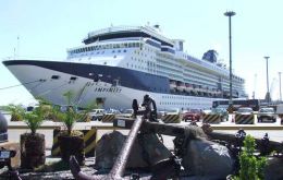 Cruise vessel docked in Montevideo