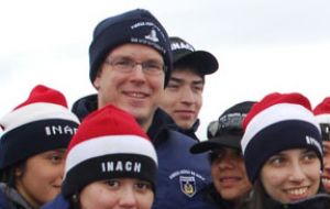 Prince Albert with students of Chilean Antarctic Institute