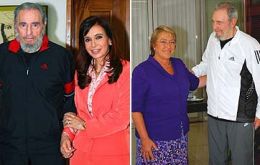 Fidel Castro met Ptes. CFK and Michelle Bachelet