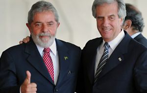 Thumbs up for relations between Lula and Vazquez