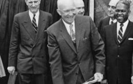 Pte. Dwight D. Eisenhower wields the shovel at the ground breaking ceremony