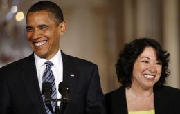 President Barack Obama during the press conference with Ms. Sonia Sotomayor