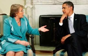 Presidents Bachelet and Obama at the White House