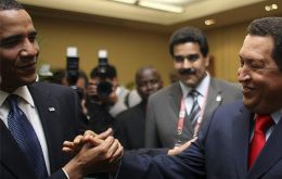 Chavez and Obama’s premonitory handshake in Trinidad Tobago.