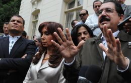 Ecuador’s Rafael Correa, Argentina’s Cristina Kirchner and  Honduras's ousted President, Manuel Zelaya.