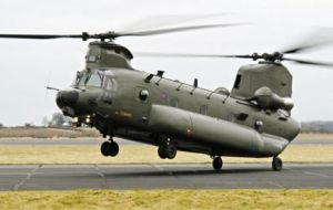 Half of the Chinook belonged to a helicopter captured from the Argentine Air Force in 1982