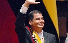 The Ecuadorian president takes the oath under the new constitution which saw his re-elected with a comfortable majority.
