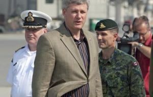 PM Stephen Harper observed a full display of military exercises from the three services