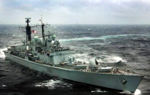 The Type 42 destroyer comes from months of patrolling in South Atlantic and Falklands waters