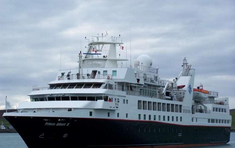Prince Albert II, the first international cruise to call in south Chile