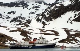 MV “Ushuaia” a former vessel from the US National Oceanic and Atmospheric Administration in Grytviken