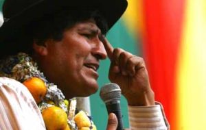 The first elected indigenous president of Bolivia Evo Morales