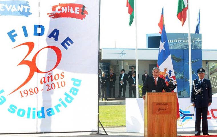 President Piñera during his speech in the opening ceremony