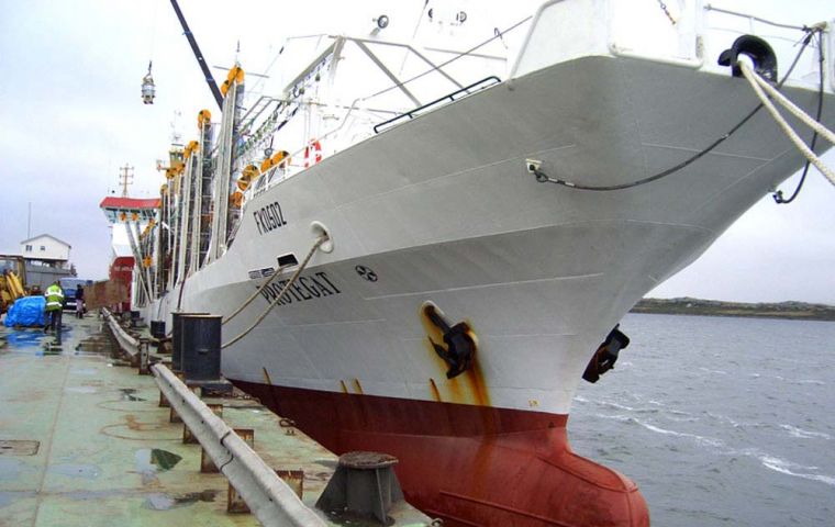 Fishery Patrol Protegat  docked in FIPASS, Stanley