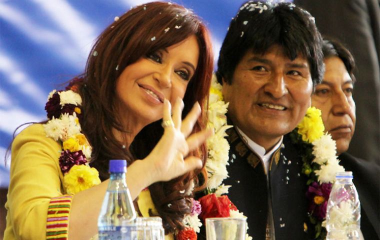 Cristina Kirchner and Bolivia president Evo Morales 