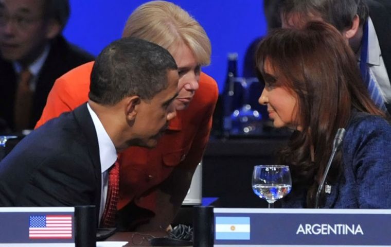 Mrs. Kirchner and Obama during the nuclear summit 