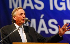 Nestor Kirchner during the May first celebration 