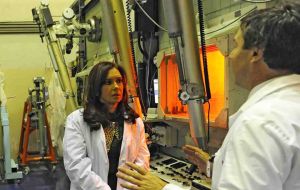 Cristina Kirchner at the Ezeiza research centre 