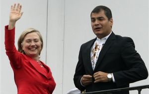 US Secretary of State Clinton with President Rafael Correa 