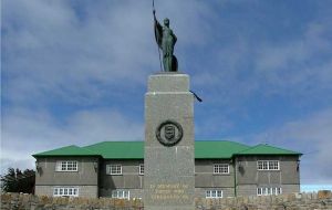 Liberation Monument in front of Stanley’s Secretariat building 