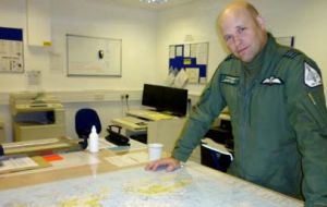 Squadron Leader Steve Pook plans a Falklands flight