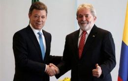 The Colombian president with Lula da Silva 