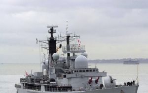 The Type 42 destroyer based in Portsmouth is currently in the South Atlantic 