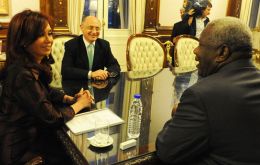 Ambassador Donathus Keith Saint Aimée, President Cristina Kirchner and Foreign Affairs minister Hector Timerman.