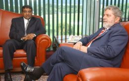 The Brazilian president and his Guyana peer Bharrat Jagdeo 