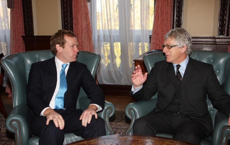 FCO minister Jeremy Browne  and Falklands MLA Dick Sawle 