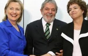 A meeting of two ladies: Hillary Clinton with Dilma Rousseff  
