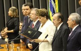 The Brazilian president addressing Congress on her inauguration 