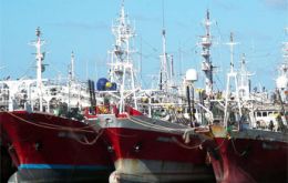Jigger vessels moored in the port of Mar del Plata.